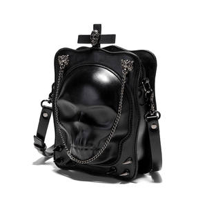Bolso Bandolera Unisex de Fieltro Cuadrado Pequeño con Diseño de Calavera Oscura Estilo Preppy para Halloween, Impermeable, con GPS y Cierre Abierto, de Personalidad Única - Product Image 2