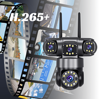 HIKWIFI Kamera Cctv empat lensa 12MP luar ruangan kamera keamanan Wifi IP66 tahan air deteksi gerak alarm V380 4G