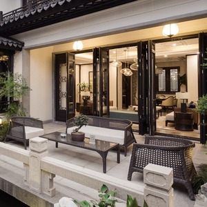 Conjunto de Muebles de Jardín de Mimbre Estilo Chino, 4 Plazas, Resistente a la Intemperie, Combinación de Sofá para Patio - Product Image 2