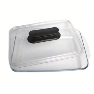 Wholesaler 3.0L Rectangle Tempered Glass Baking Dish Easy Grip Handle Oval Glass Bakeware Glass Casserole Dish with <b>Lid</b> - Product Image 4