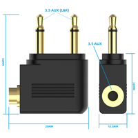 Adaptateur audio 3,5 mm mono double mâle vers jack femelle stéréo pour casque d'écoute de voyage en avion