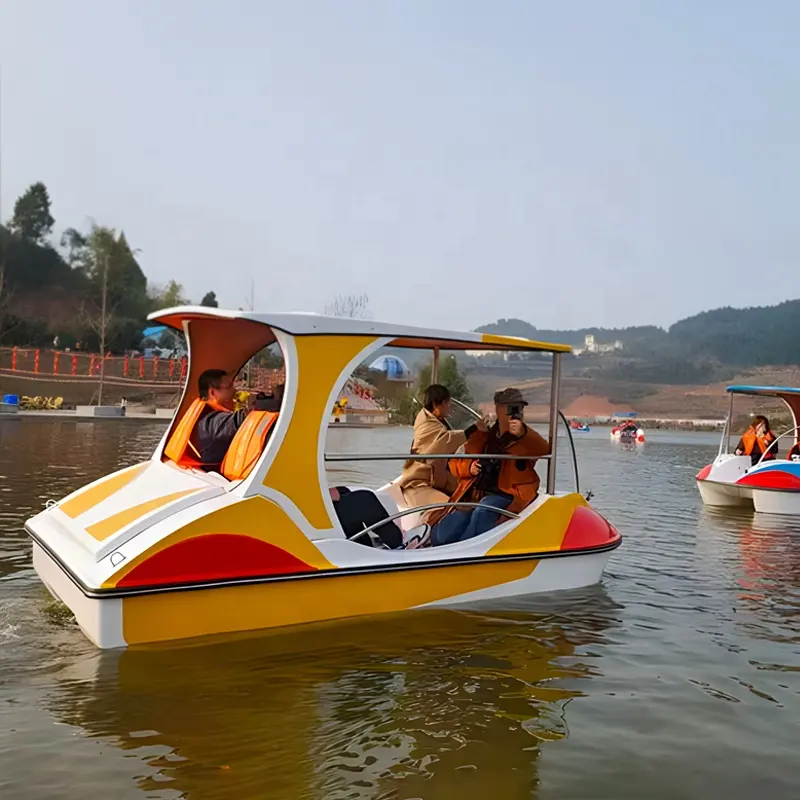 2023 חדש סגנון ישיר יצרן 4 מושבים פיברגלס מים שעשועים קטמרן סירת פדלים למכירה