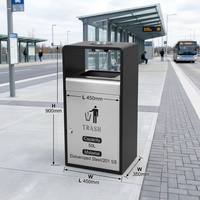 Poubelle commerciale moderne de luxe en acier inoxydable et acier galvanisé, écologique, avec cendrier, 50L, extérieure, verrouillable
