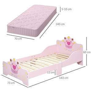 HOMCOM-Cama infantil con bordes elevados y 6 patas de madera para dormitorio infantil, cuna para niños de 3 a 6 años, 143x73x60cm, - Product Image 3