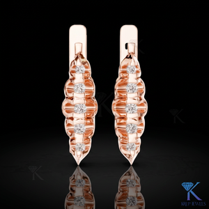 Custom Lab Grown CVD HPHT Diamond Filled Brilliant Cut Fluted Huggie <b>Hoop</b> <b>Earrings</b> 5 Stone Snap Back 14K <b>Solid</b> Gold Luxury - Product Image 3