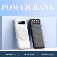 Batterie externe portable 2026 10000mAh ultra-fine Li-po avec câbles 4-en-1 intégrés, charge sans fil 15W, charge ultra-rapide 22.5W, affichage LED magnétique
