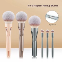 Ensemble de pinceaux de maquillage magnétiques multifonctionnels 4-en-1 pour les yeux, avec pinceaux pour fard à paupières, contour et blush