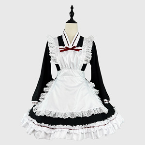 Japanese Cute Maid Costume Cosplay Outfit Plus Size Lolita Style Black White Dress Anime Role Play Spring 2024 - Product Image 1
