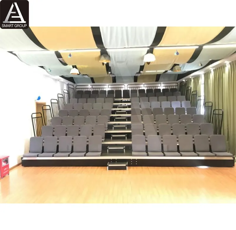 Выдвижные телескопические кресла для конференц-зала, стадиона, 90 Мест, 8 рядов, 22 фута