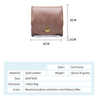 Dompet Mini Kulit Sapi Asli, Tempat Penyimpanan Kosmetik Portabel, Dompet Koin Kecil