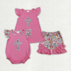 Vêtements pour bébés filles, broderie de canards et de chiens, col rayé, tunique, short à volants, vêtements de chasse - Product Image 6