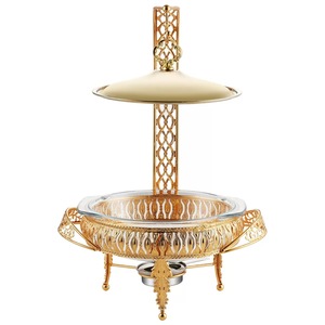 ชุดอุ่นอาหารบุฟเฟ่ต์แบบแขวนแก้วทองสำหรับงานแต่งงานในโรงแรมหรู - Product Image 6