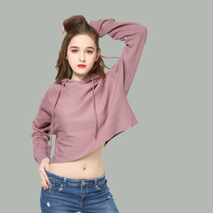 Felpa con cappuccio in pile da donna felpa con cappuccio da donna a <span class=keywords><strong>maniche</strong></span> <span class=keywords><strong>lunghe</strong></span> <span class=keywords><strong>top</strong></span> corto con felpa con cappuccio - Product Image 6