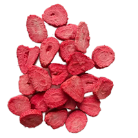 Gefreeze-droogde aardbeienplakjes, zoete bulk gedroogde fruitsnack, cake, yoghurttopping, FD-geverfd, natuurlijke rode kleur