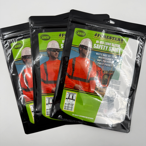 Op maat bedrukte recyclebare staande ritssluitingszak voor ANSI veiligheidsshirt etui kleding plastic verpakkingszak met transparant venster - Product Image 3