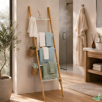 Porte-serviettes multi-niveaux durable pour salle de bain, échelle à serviettes inclinable pour serviettes et petits accessoires, avec plusieurs barres de suspension pour salle de bain