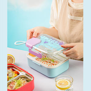 Lonchera de Acero Inoxidable Hm 304 de Doble Capa para Trabajadores de Oficina, Contenedor Metálico Portátil y Reciclable - Product Image 1