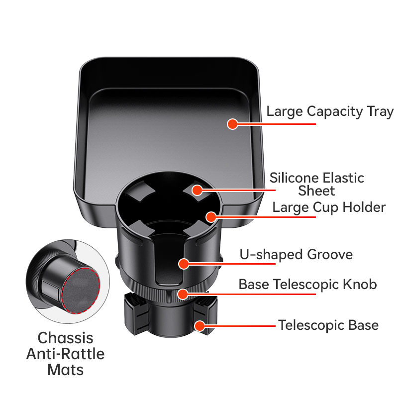 Multifunctional Rotatable Car Cup Holder Tray - Universal Automotive Interior Accessory