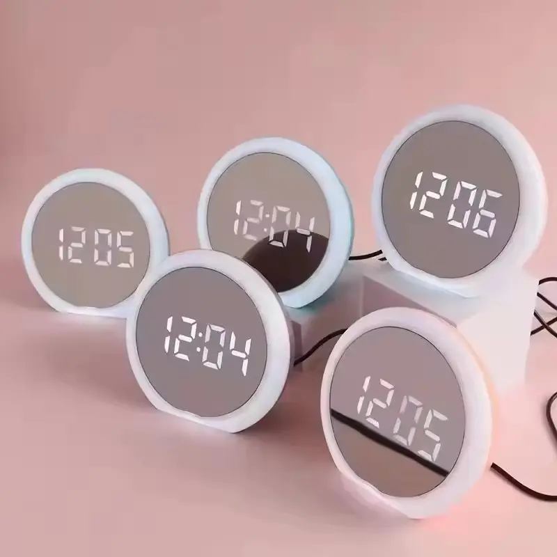 For your selection Desktop Table Clock for Bedroom Office Desktop Home Decoration electronic LED Mirror Digital Alarm Clock