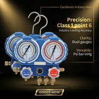 Jeu de manomètres de réfrigération VALUE, manomètre double, analogique, outil de service AC, 68 mm, boîte en métal sous blister