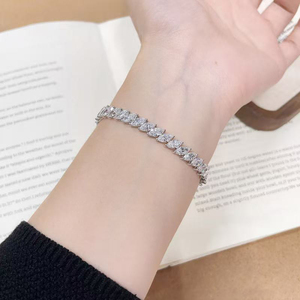 Bracciale Tennis con Diamanti Marquise Coltivati in Laboratorio, in <span class=keywords><strong>Oro</strong></span> Bianco 18K, con Pavé di Diamanti e Incastonatura a Canale, Elegante Bracciale da Donna, Gioiello Raffinato, Regalo - Product Image 5