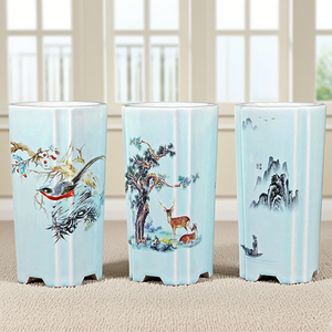 Haute qualité Simple carré Yixing bonsaï <span class=keywords><strong>Pot</strong></span> grand diamètre haut cylindre bas prix haute température cuit <span class=keywords><strong>peinture</strong></span> pour jardin - Product Image 1