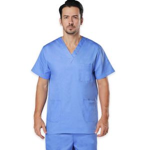 Venta al por mayor logotipo personalizado cuello en V pulóver manga corta Hospital enfermera traje elástico quirúrgico ropa hombres mujeres uniformes médicos conjunto - Product Image 4