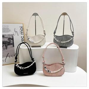 Bolso de Hombro de Lujo para Mujer con Cadena de Perlas en Forma de Corazón, Bolso de Axila con Cierre de Cremallera, Duradero, Portátil e Impermeable - Product Image 2