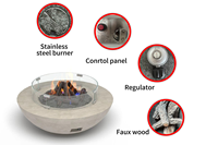Table Brasero Bol de 36 Pouces en GFRC avec Brûleur en Acier Inoxydable, Chauffage Extérieur, Foyer au Gaz