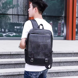 Super September Goede Kwaliteit Pu Lederen Tas Met Usb Oplaadtas Waterdicht Uitbreidbaar Grote Capaciteit Laptop Rugzak Voor Mannen - Product Image 5