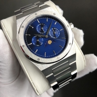 Montres à phases lunaires avec logo personnalisé pour hommes, étanches, en acier inoxydable 316L, verre saphir, montre à quartz de luxe pour hommes