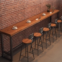 Meubles de décoration de café, table haute et chaise en bois massif avec pieds en acier, mobilier commercial pour café