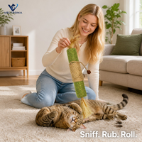 Jouet pour chat géant de luxe en forme de bâton de catnip avec corde en sisal et plumes pour un jeu interactif