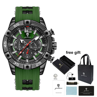 Montre Homme Gohuos 9805 de Luxe à Bracelet en Silicone, Mouvement Quartz, Étanche, Aiguilles Lumineuses, Montre-Bracelet Sportive avec Sac et Boîte Reloj