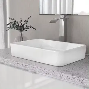 Wastafel kamar mandi desain baru persegi panjang keramik cuci tangan Bain konter atas wastafel kamar mandi