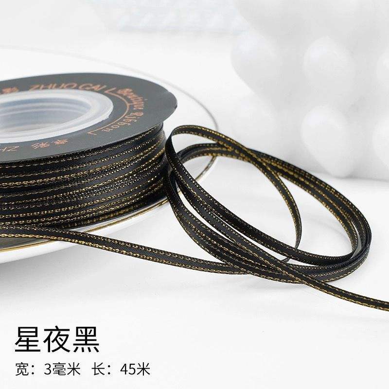 Noir nuit étoilée, largeur 3 mm et 50 yards.