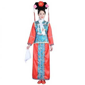 Vestido Hanfu de la dinastía Qing china, disfraz de princesa con perlas, ropa con bandera mandarina, vestido de danza folclórica con estampado exquisito de flores - Product Image 6
