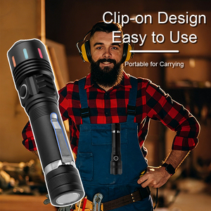 <span class=keywords><strong>Linterna</strong></span> Táctica LED con Zoom, Resistente al Agua IP65, 4000mAh, Recargable Tipo-C, Base Magnética de Aleación de Aluminio, Clip, 3 Modos, Emergencia - Product Image 5