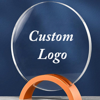 Logo de conception personnalisée de forme ronde, cadeaux d'affaires, récompenses et trophée en cristal de verre solide, Offre Spéciale