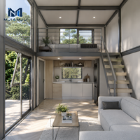 Villa préfabriquée de luxe à deux étages en panneaux sandwich d'acier modulaire avec terrasse sur le toit, design moderne