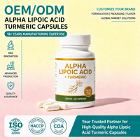 Capsules d'acide alpha-lipoïque et de curcuma, formule avancée à base de plantes pour la santé cardiaque, vente en gros, marque privée OEM ODM