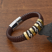 Bracelet en cuir vintage classique rétro tissé multicolore d'affaires haut de gamme à la mode