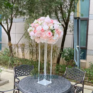 Оптовая продажа, шелковые белые розовые цветочные шарики, искусственные цветочные шарики для украшения свадебного стола