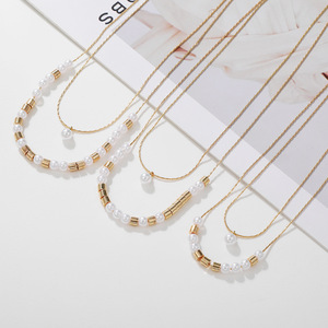 Offre Spéciale mode perle Morse <span class=keywords><strong>Code</strong></span> collier pour femmes Double chaîne Couple collier clavicule chaîne pour femmes - Product Image 4