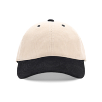 Op maat gemaakte 6-delige gestructureerde corduroy pet baseballcap vintage gebogen klep snapback 3D geborduurde logo tweekleurig groothandel