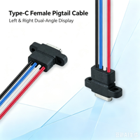 LN-003 Rakitan Kabel Soket Wanita Tipe C, dengan Tab Pemasangan, 4 Inti 24AWG Konektor Daya Modifikasi DIY Jack Usb-C