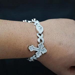 Bracelet Cœur Personnalisé Moissanite VVS Sertie de Pierres, 8 Pouces, en Argent Sterling 925 Plaqué Or Blanc, Tendance Hip Hop - Product Image 2