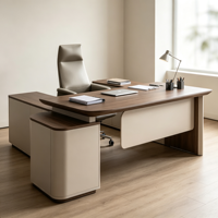 Bureau de direction en L en bois, moderne et luxueux, pour PDG, avec montage facile, durable et écologique, avec rangement intégré – Fabrication OEM