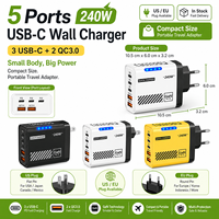 Chargeur multi-ports SDL à charge rapide 2 USB + 3 Type C compatible avec iPhone 16/15 Pro, adaptateur de charge rapide GaN léger
