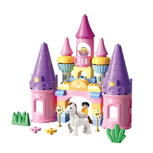 การก่อสร้างขนาดใหญ่บล็อกตัวต่อปราสาทเจ้าหญิงมหัศจรรย์ของเล่นเกมสำหรับเด็กเพื่อการศึกษาพร้อมม้าและตุ๊กตา - Product Image 1